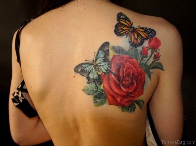 butterfly tattoos on shoulder blade