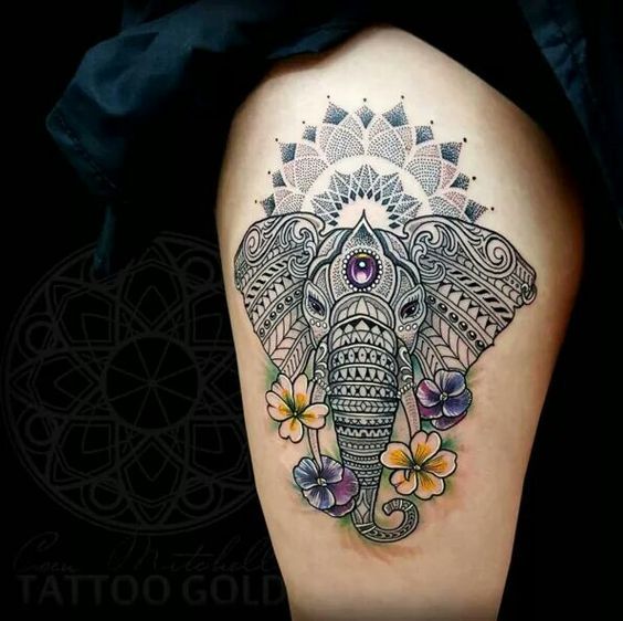 elephant tattoo on thigh meaning