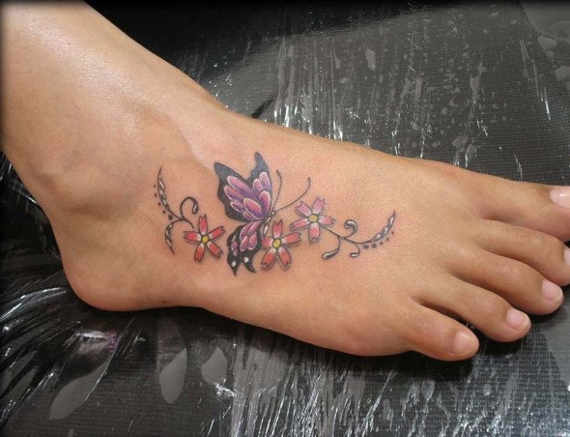 butterfly foot tattoos designs