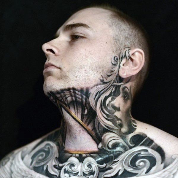 mens throat tattoo ideas
