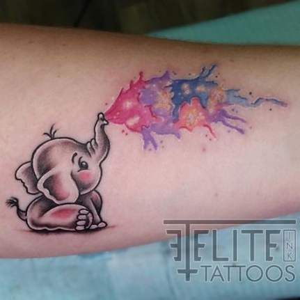 elephant tattoo on foot