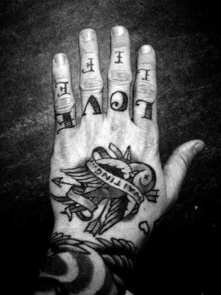 finger tattoos four letter words